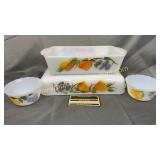 Fire king gay fad fruits 2 baking dishes and