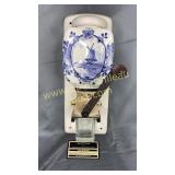 Delft blue style wall mount coffee grinder