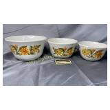 3pcs stoneware flower nesting bowls