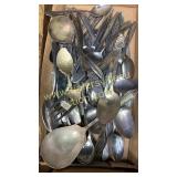 Box of old silverware, serving pieces etc