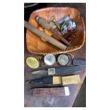 Straight razors, vintage goggles, other items in