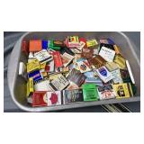 Vintage match book collection in rectangle pan