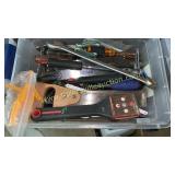 Box of misc tools pliers wrenches screwdrivers