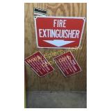 Metal fire extinguisher and instruction signs