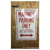 Metal marines parking sign