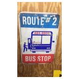 Route 2 bus stop sign metal