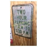 Metal embossed 2 hour parking sign