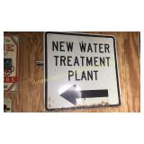 Metal water treatment plant sign