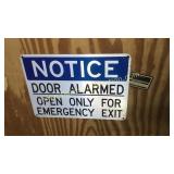 Metal door alarm sign