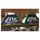 Pair of plastic lite beer light fixtures