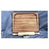 Cutting board with lip and rolling pin