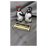 Vintage celluloid Millie and Willie penguin salt