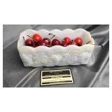 Fire king milk glass with cherries