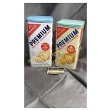 2 premium saltine cracker tins