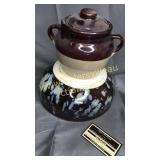 Brown pottery bowl and bean pot