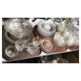 Set of glass dinnerware- over 75pcs some chips