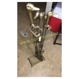 Brass duck fireplace set