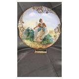 Hand painted lady plate with chip on edge