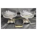 Pair of vintage stands with silverplate bases