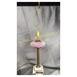 Cranberry opalescent hobnail lamp