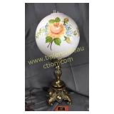 Vintage lamp with large hand painted globe