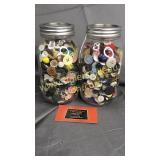 2 fruit jars of buttons