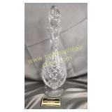 Heavy crystal teardrop decanter on stand