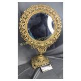 Cast iron mirror stand in gold finish