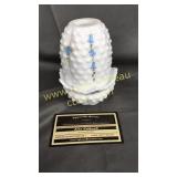 Fenton milk glass hobnail fairy lamp hand painted