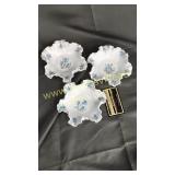 3 Fenton milk glass hobnail dishes hand painted