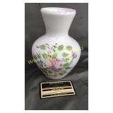 Westmoreland Milk glass handpainted vase with