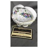 Charleton milk glass hand painted basket bowl