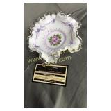 Small Fenton silver crest dish hand painted