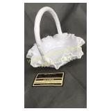 Fenton hobnail milk glass basket
