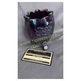 Fenton amethyst carnival footed egg type vase