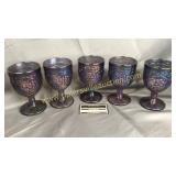 5 Carnival imperial glass smoke goblets