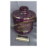 Fenton carnival ruby red tobacco jar grape