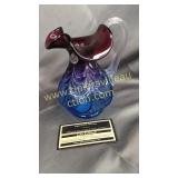 Fenton small pitcher with applied handle ombré