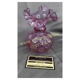 Fenton plum beaded melon vase