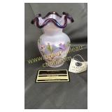 Fenton family purple crest handpainted iridescent