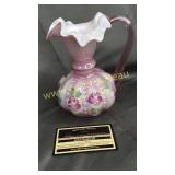 Fenton family pink hand painted pansies beaded