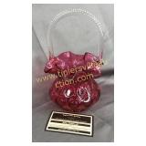 Fenton cranberry dot optic basket