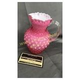 Fenton cranberry hobnail Small ewer with white