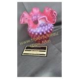 Fenton Cranberry opalescent ombré ruffle vase