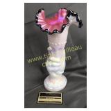 Fenton black rose crest cornucopia hand