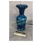 Fenton Jamestown blue dot optic pinch vase