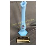 Westmoreland blue milk glass hand painted vase