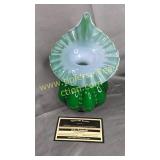 Fenton emerald overlay jack in the pulpit beaded