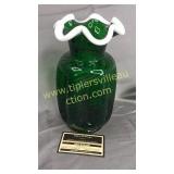 Fenton emerald snow crest swirl pinch vase