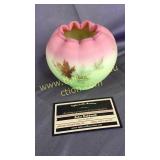Fenton Burmese maple leaf rose bowl